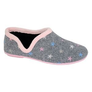 Sleepers Womens/Ladies Aria Star Motif Knitted Slippers / Gray/Pink